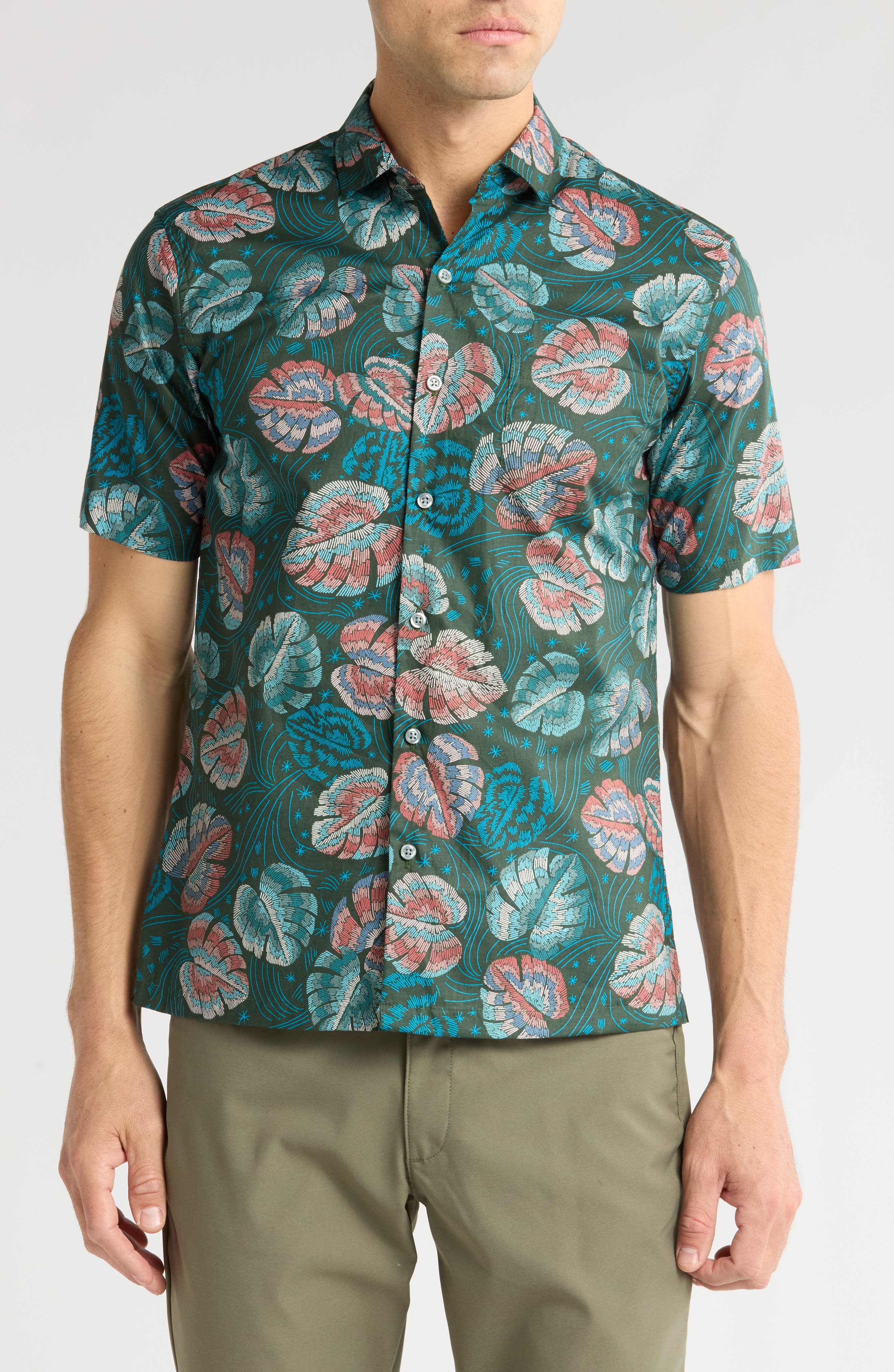 Tori Richard Monstellar Short Sleeve Cotton Button-Up Shirt