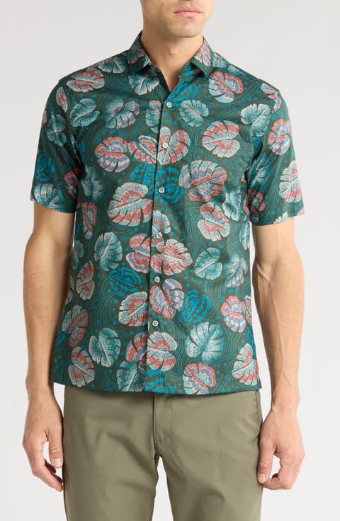 Monstellar Short Sleeve Cotton Button-Up Shirt