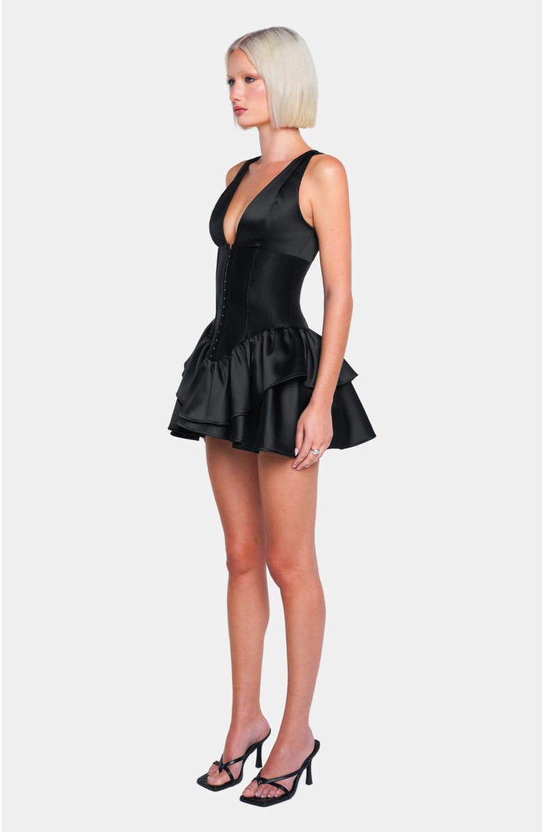 OW Collection Augusta Mini Dress, Alternate, color, Black