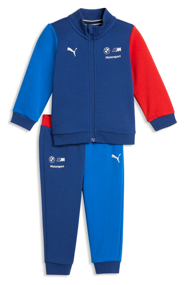 PUMA x BMW M Motorsport Kids' Fleece Zip Jacket & Joggers Set, Main, color, Pro Blue/ M Color Aop
