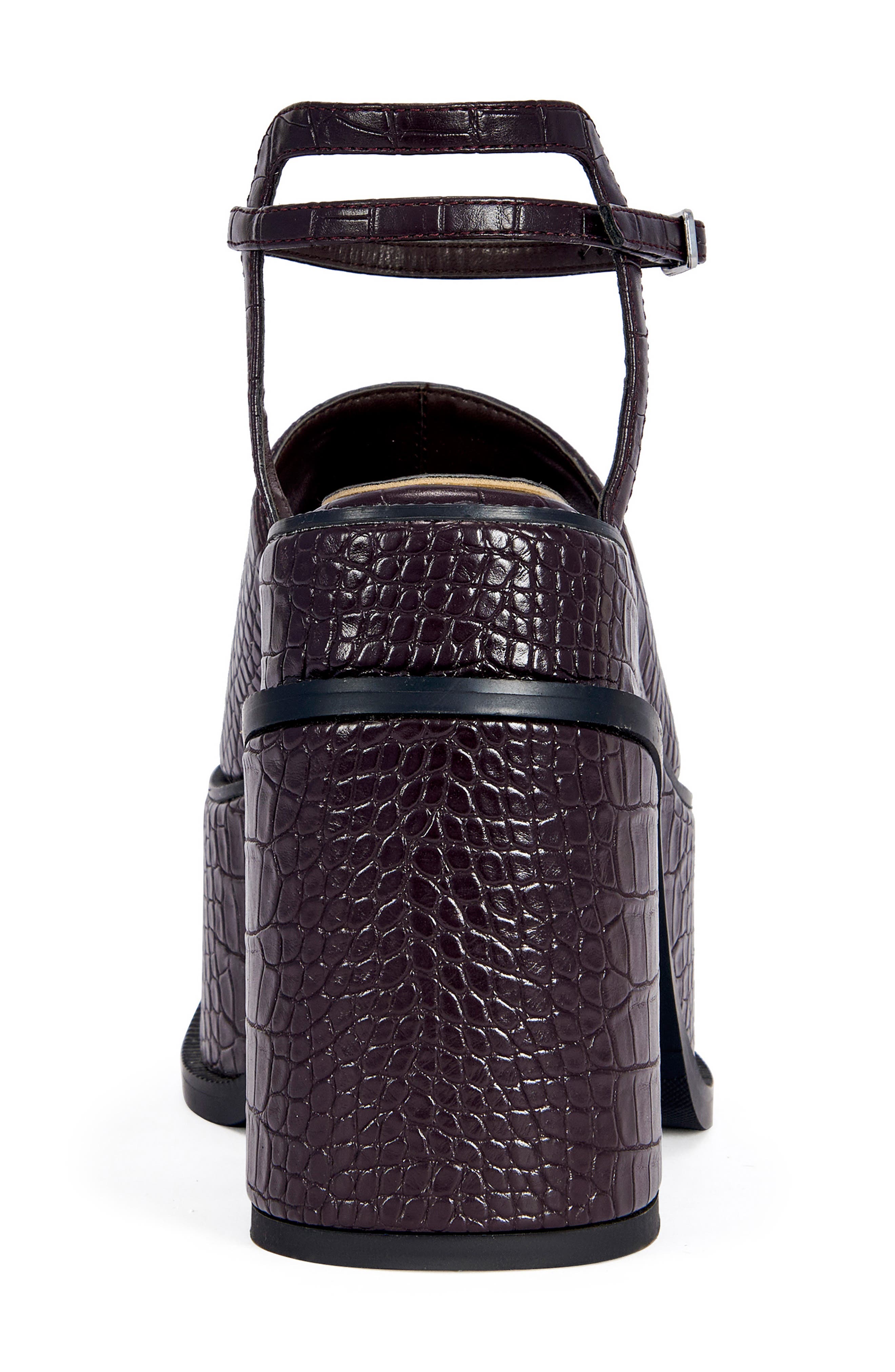 Anthelmine Croc Embossed Platform Sandal, Alternate, color, ESPRESSO