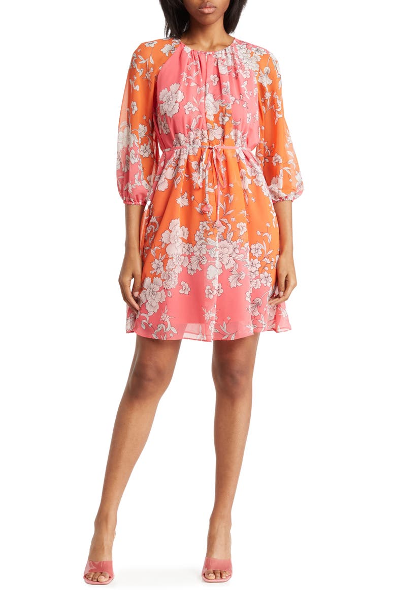 Vince Camuto Floral Chiffon Dress, Main, color,