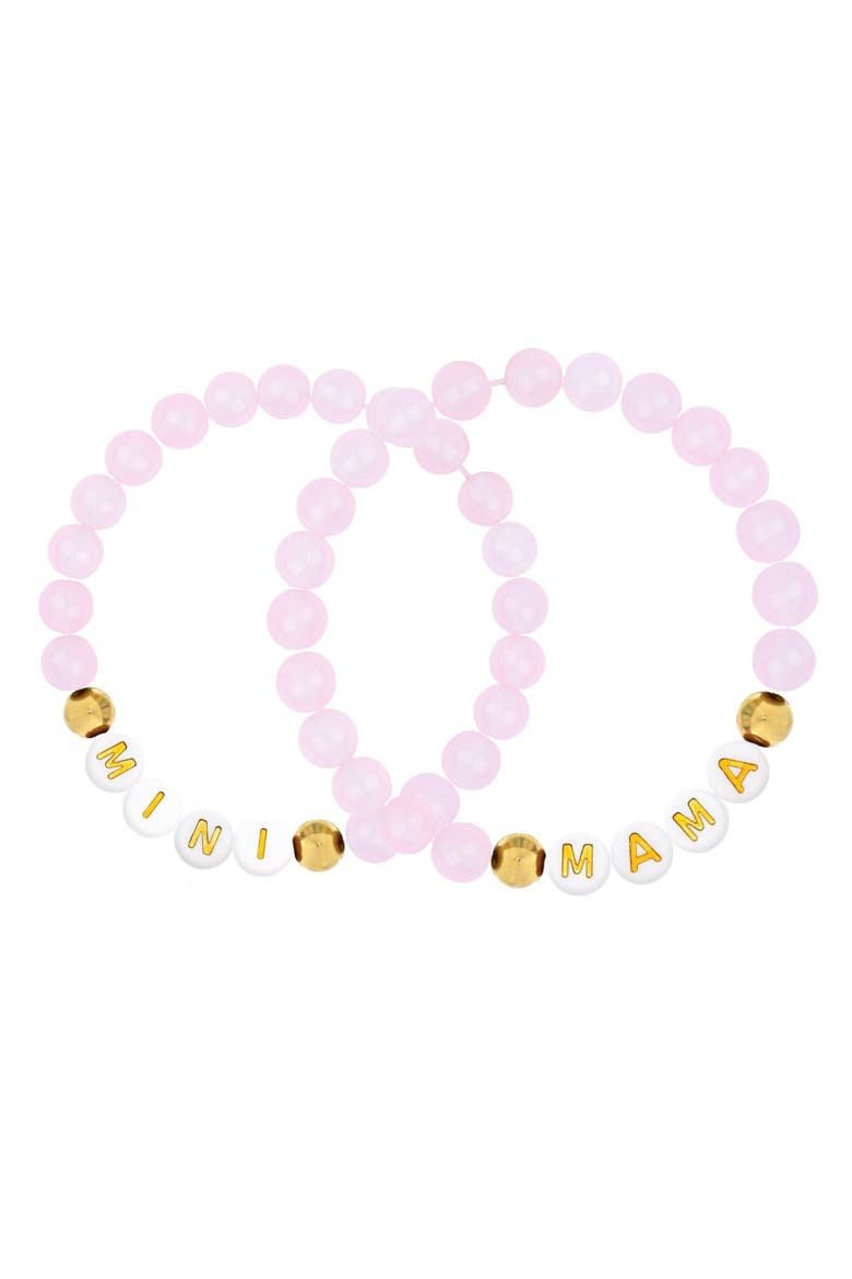 & Little Miss Zoe 14K Gold Filled "Mommy & Me" Bracelet Set, Main, color, Pink