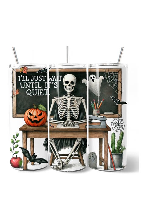 Skeleton Teacher Halloween Humor Tumbler