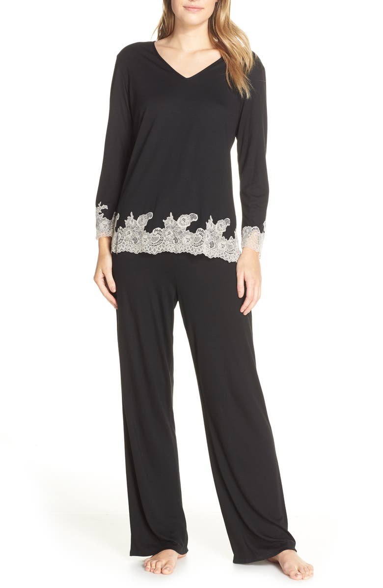 Natori Luxe Shangri-La Pajamas, Main, color, Bkc