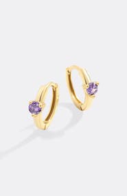 Mint & Lily Solitaire Birthstone Huggie Hoop Earrings