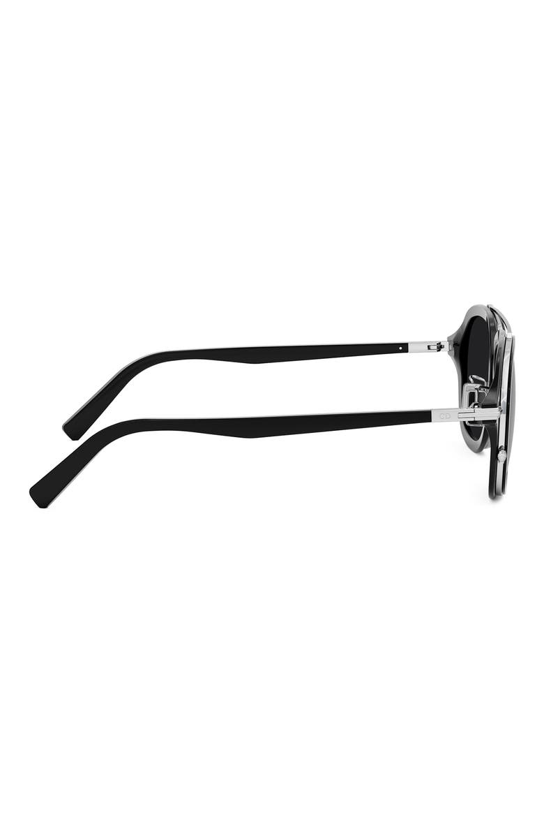 'DiorBlackSuit A4U 53mm Pilot Sunglasses, Alternate, color, SHINY BLACK / SMOKE