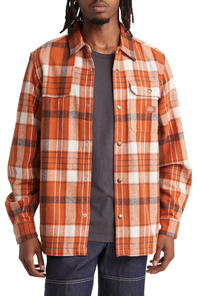 Nimmons Plaid Flannel Snap-Up Shirt, Main, color, NIMMONS CHECK BOMBAY BROWN