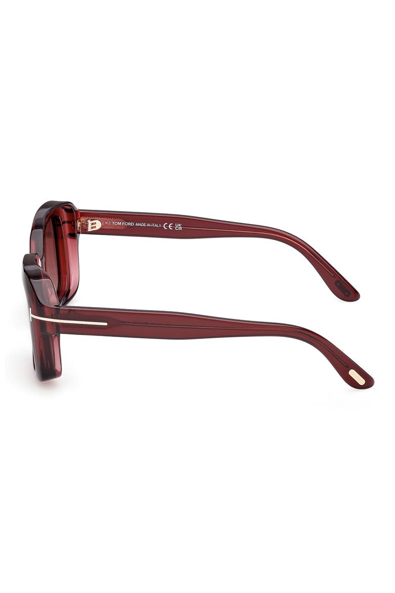 Natalia 52mm Square Sunglasses, Alternate, color, SHINY WINE/ BURGUNDY LENSES