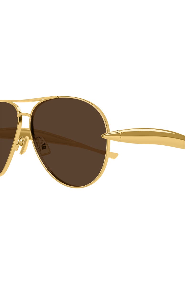 Bottega Veneta 64mm Oversize Pilot Sunglasses, Alternate, color, Gold