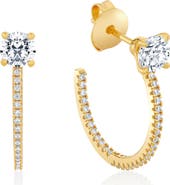 Crislu Brilliant-Cut Pavé Cubic Zirconia Huggie Hoop Earrings