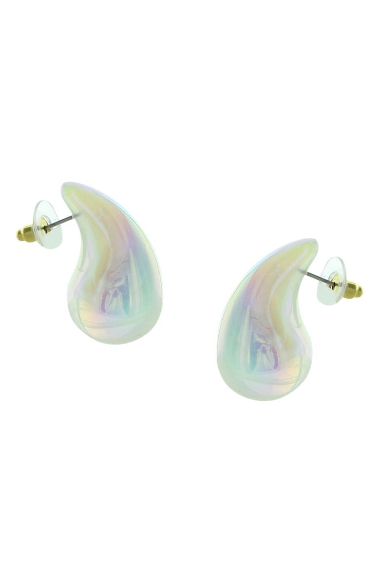 OLIVIA WELLES Linea Puffy Teardrop Stud Earrings, Alternate, color, Gold / White