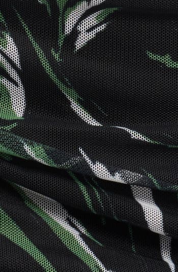 Print Long Sleeve Mesh Body-Con Dress