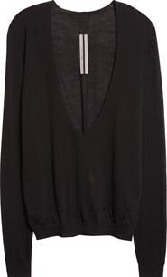 Rick Owens Extreme V-Neck Virgin Wool Sweater
