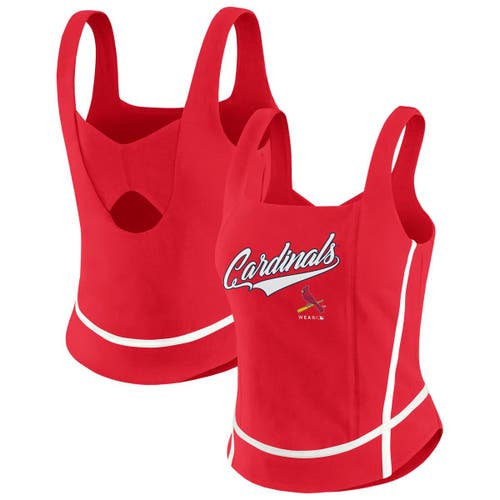 Wear By Erin Andrews Red St. Louis Cardinals Square Neck Tank Top In Red