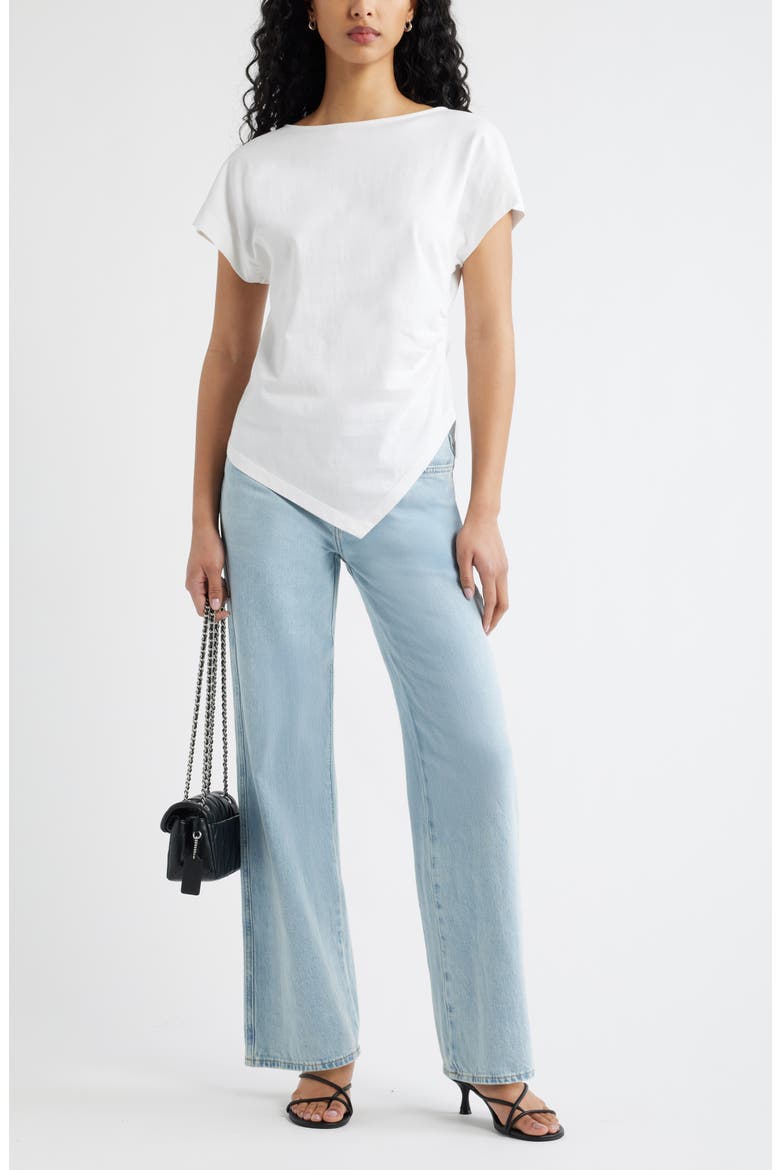 Asymmetric Cotton T-Shirt, Alternate, color, WHITE