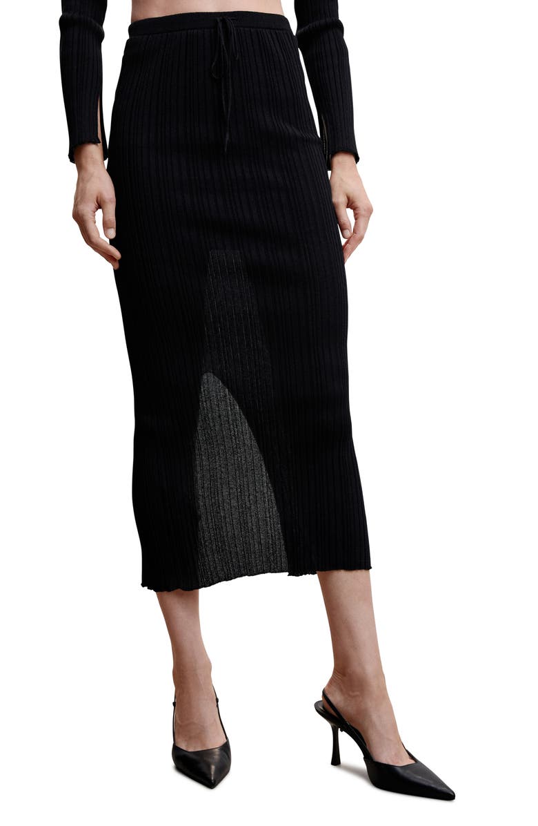 MANGO Rib Front Slit Skirt, Main, color,