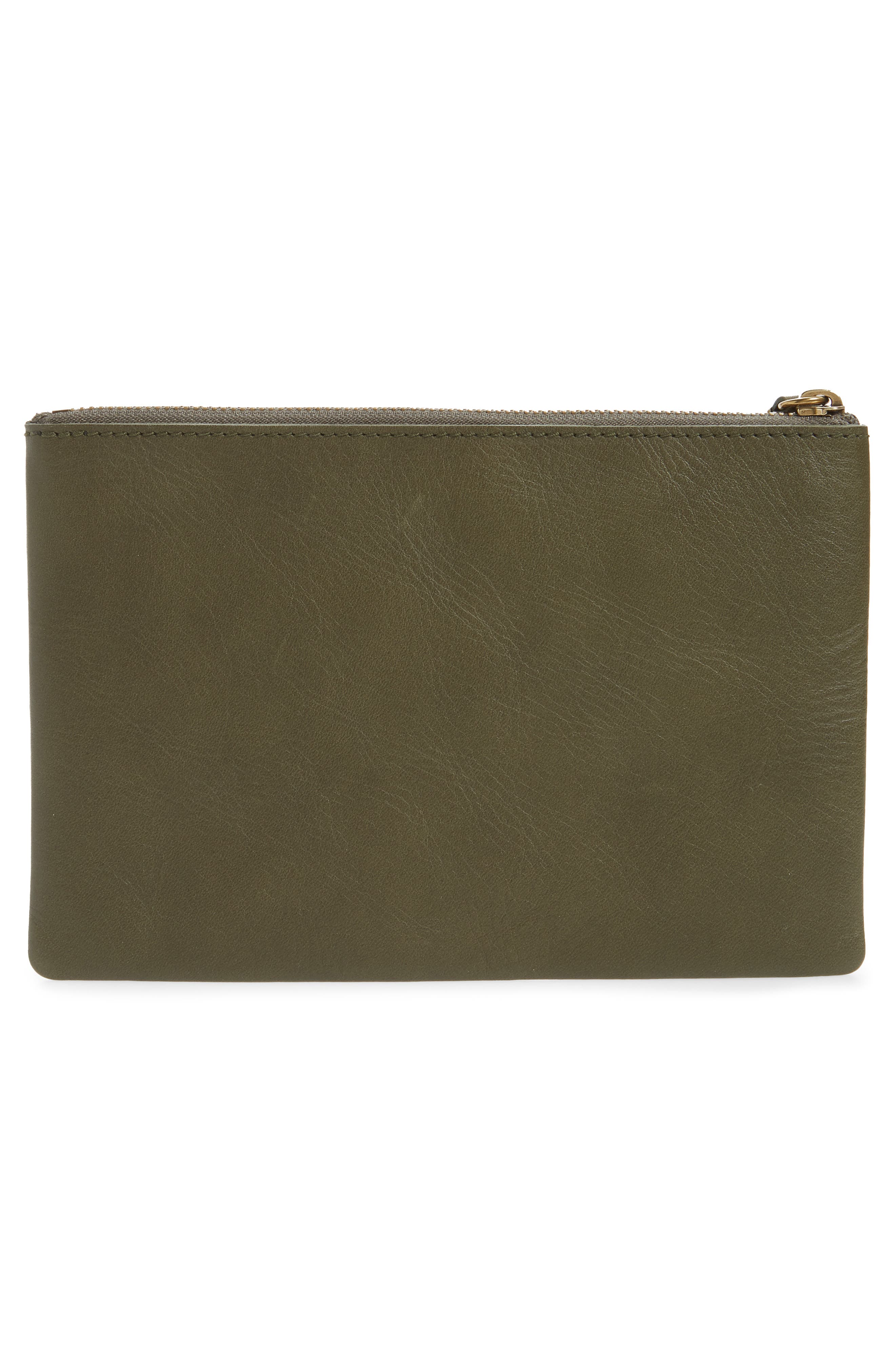The Leather Pouch Clutch: Embossed Cactus Edition, Alternate, color, DEEP WOODLAND