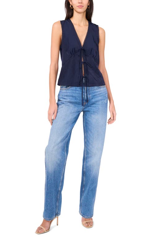 1.state Crinkle Overlay Blouse In Indigo Night