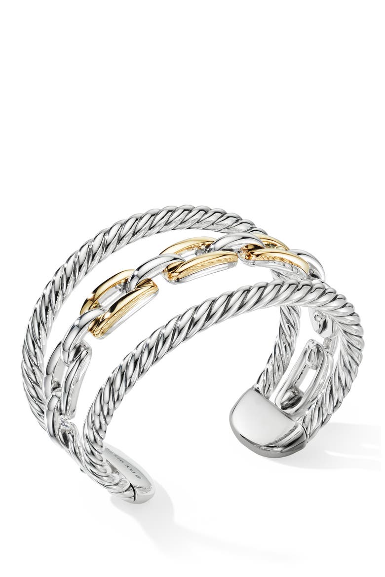 Wellesley Link Multistack Bracelet with 18K Gold, Alternate, color, 18K YELLOW GOLD/ SILVER