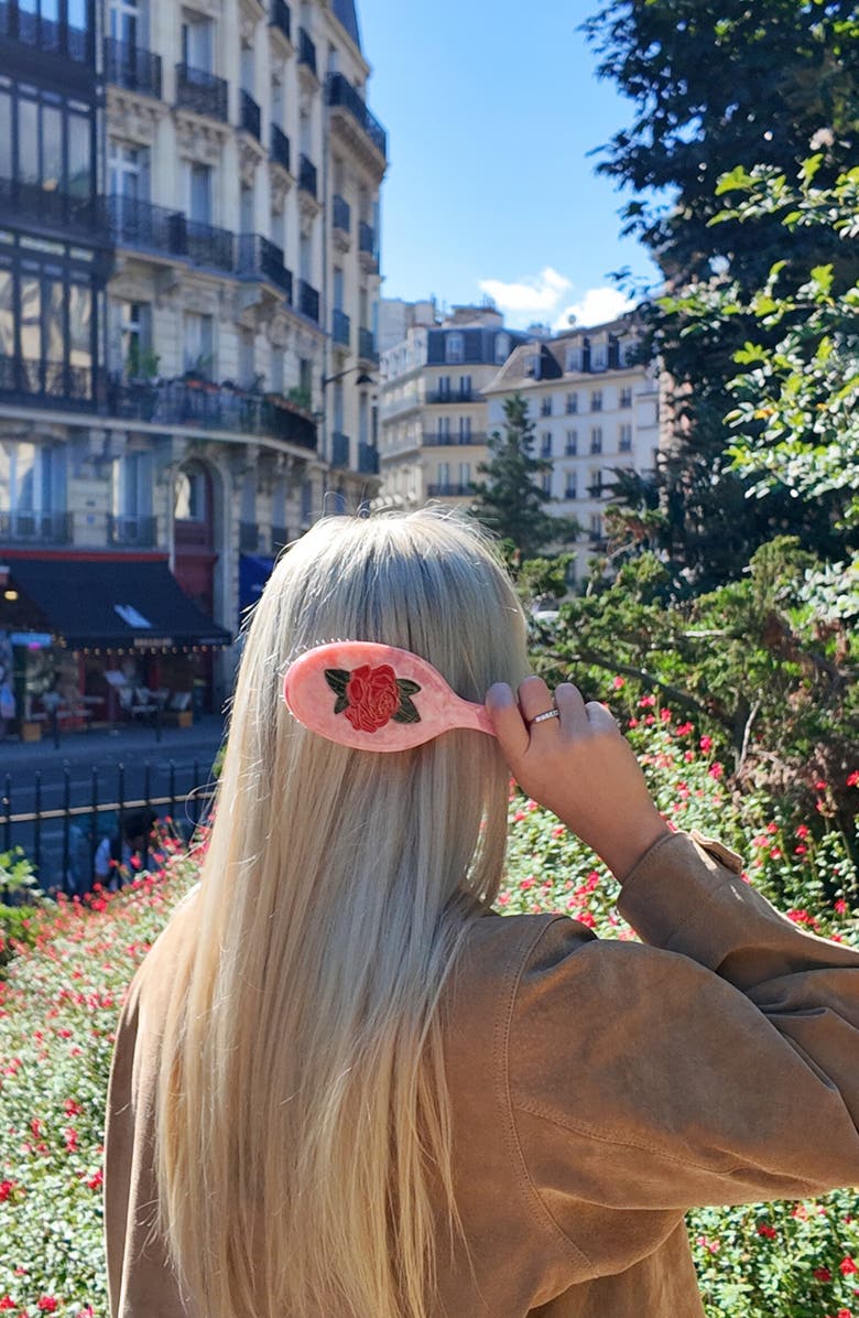 Solar Eclipse Hand Painted Vintage Rose Pink Amazing Hair Day Brush, Alternate, color, Pink