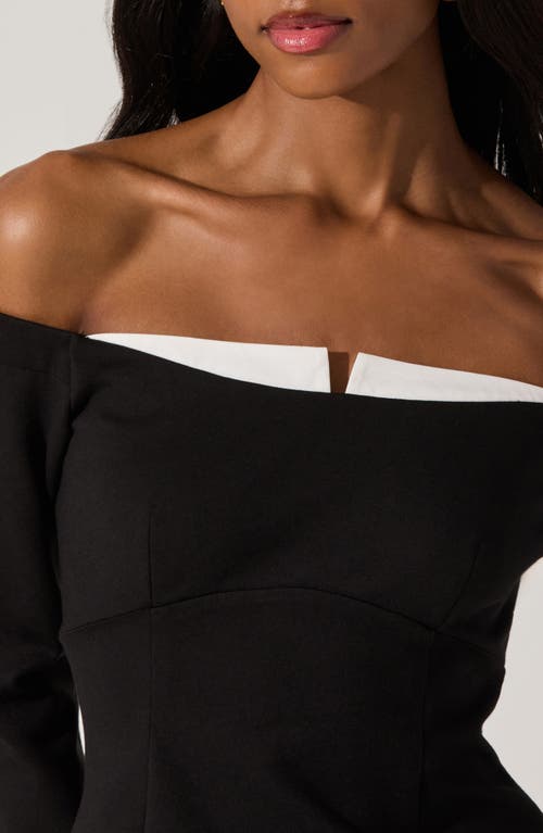 Astr The Label Contrast Long Sleeve Off The Shoulder Minidress