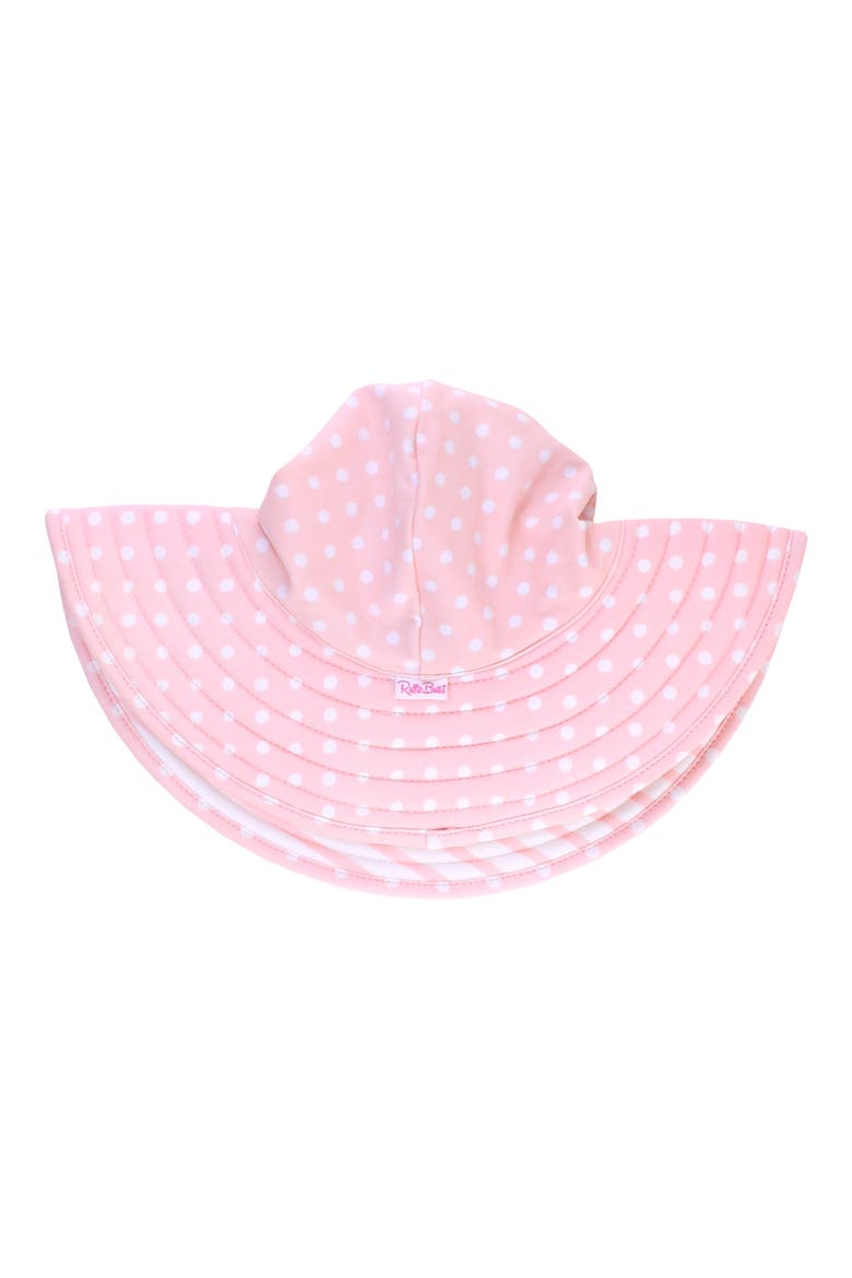Pink Polka Dot Two-Piece Rashguard Swimsuit & Hat Set, Alternate, color, PINK