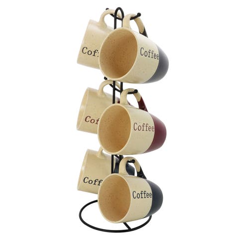 Coffee House 6-Piece 12 oz. Mug Set with Stand