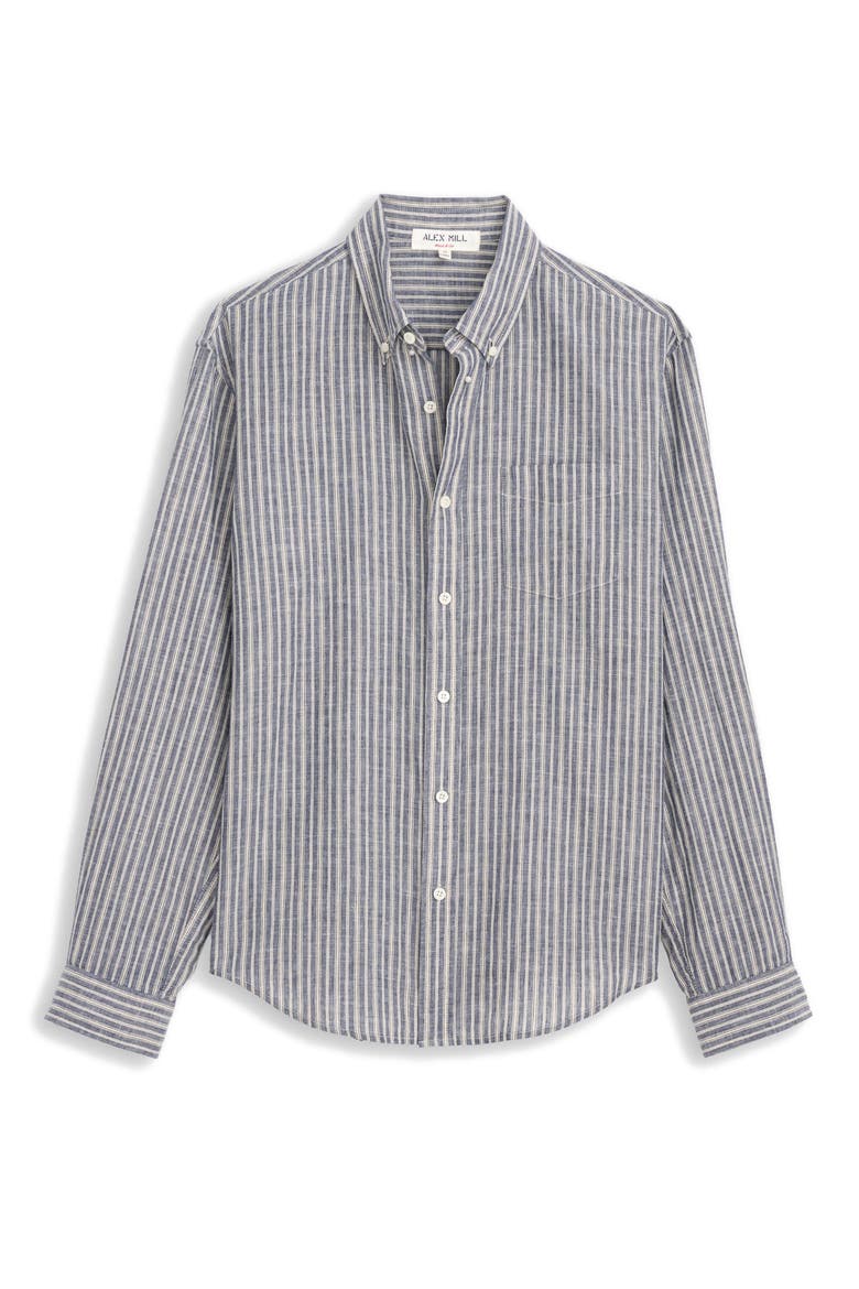 Mill Stripe Chambray Button-Down Shirt, Alternate, color, BLUE/ WHITE