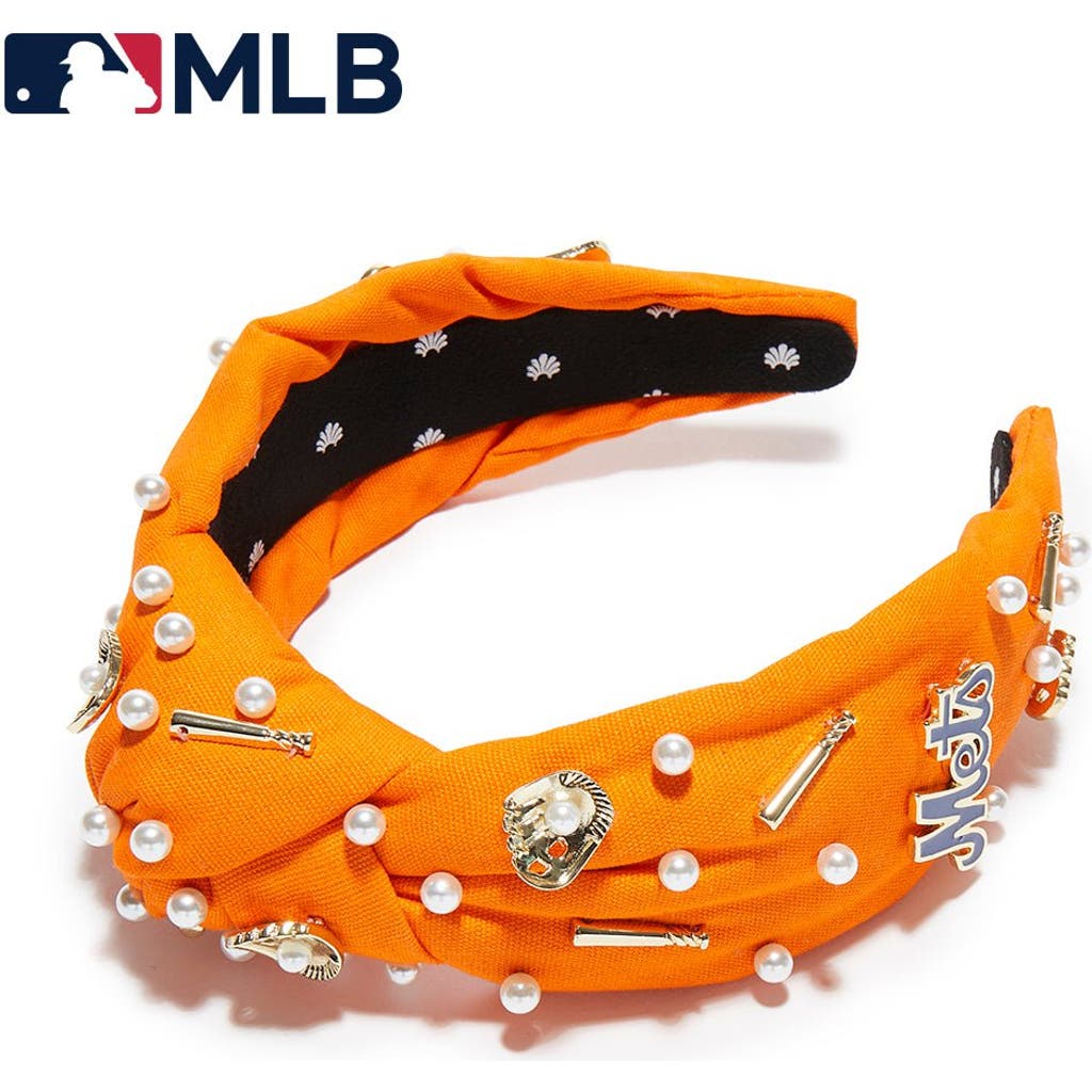 Lele Sadoughi Mlb Ny Mets Embellished Headband In Orange