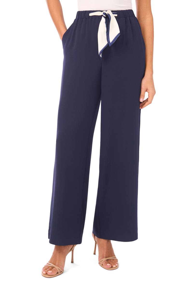 Tie Waist Straight Leg Pants, Main, color, CLASSIC NAVY