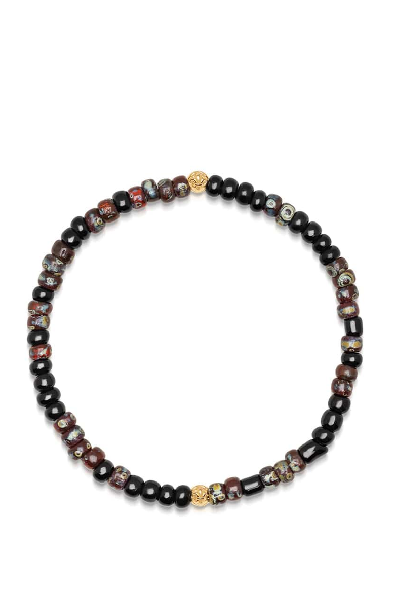 Miyuki Beaded Wristband, Main, color, Black and Grey Japanese