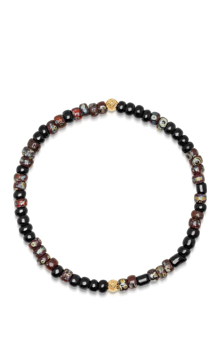 Nialaya Miyuki Beaded Wristband, Main, color, Black And Grey Japanese