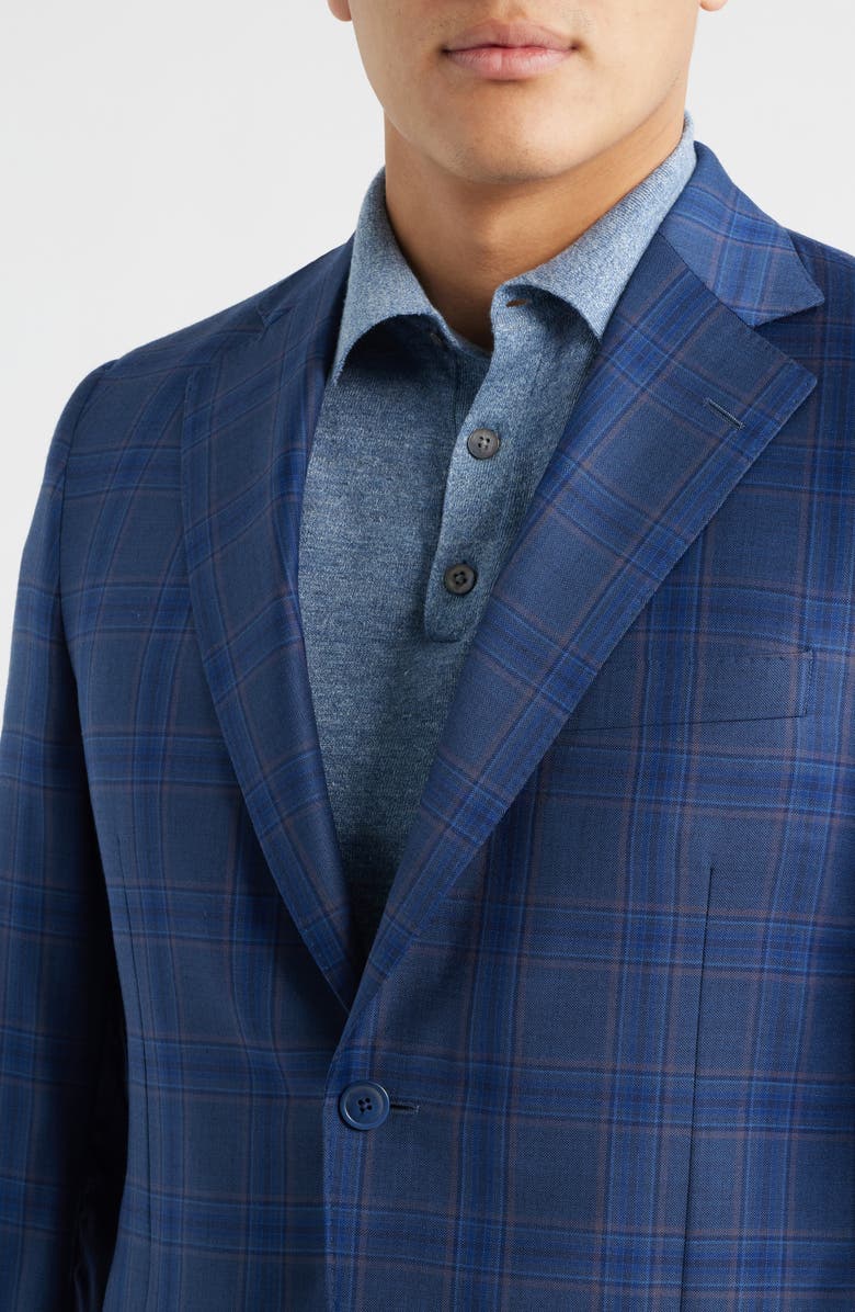 Heritage Gold Blue Plaid Wool Sport Coat, Alternate, color, Blue