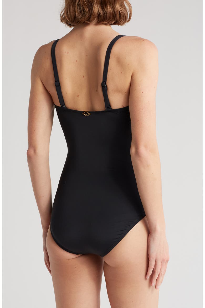 Flora Bandeau One Piece Swimsuit, Alternate, color, BLACK