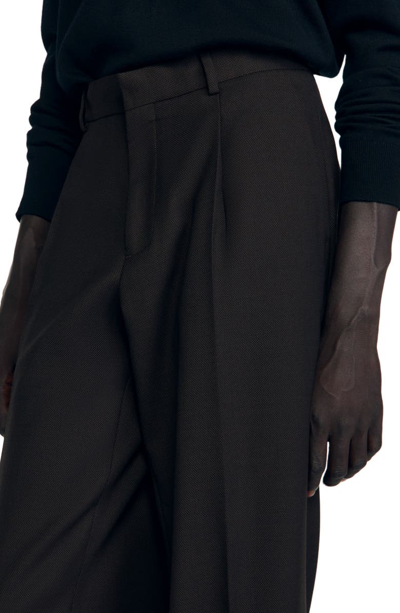 SANDRO Virgin Wool Classic-Fit Trousers, Alternate, color, Chocolate