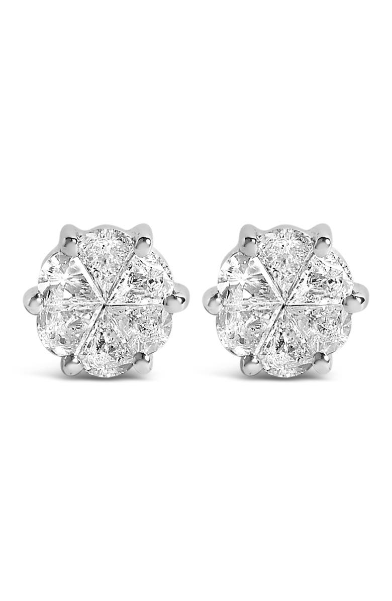 Haus of Brilliance 14K White Gold 1.00 Cttw Pie Cut Diamond Solitaire Style Stud Earring, Main, color, White