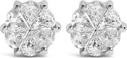 Haus of Brilliance 14K White Gold 1.00 Cttw Pie Cut Diamond Solitaire Style Stud Earring