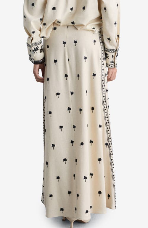 Mango Embroidered A-line Skirt In Beige