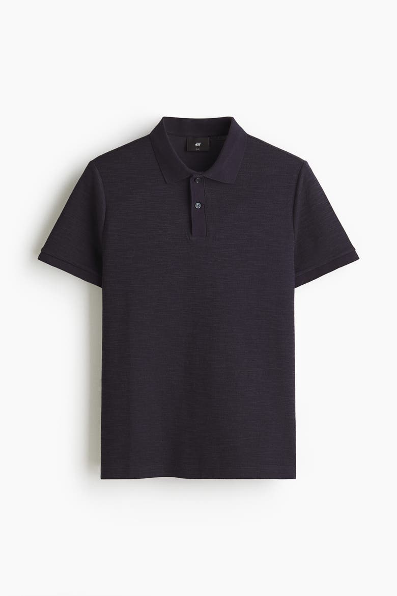 Slim Fit Jacquard-knit Polo Shirt, Alternate, color, Dark blue