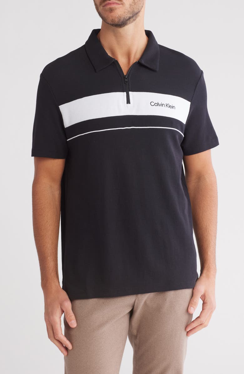 Calvin Klein Piped Logo Piqué Polo, Main, color, 