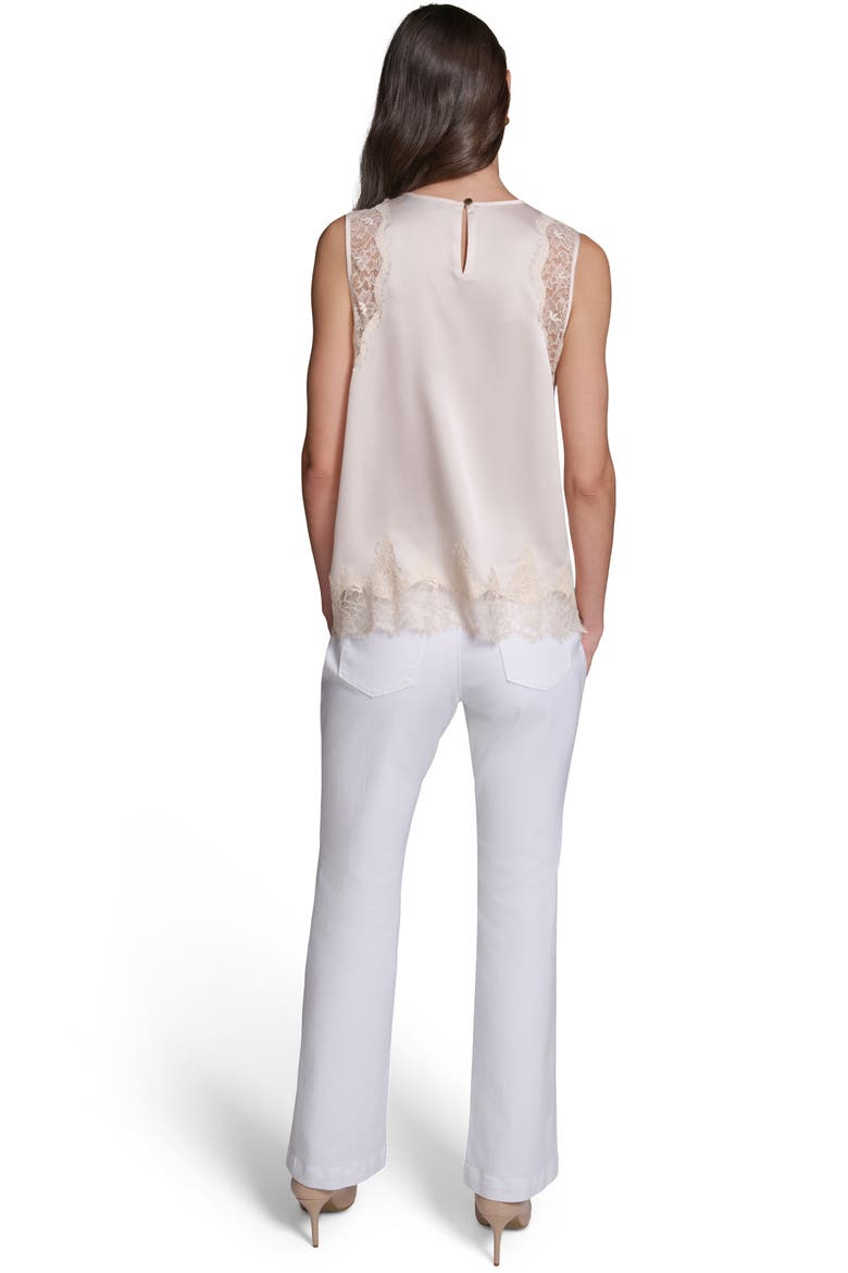 Eyelash Lace Trim Satin Tank, Alternate, color, BISQUE