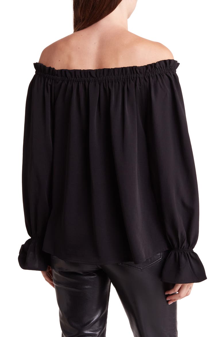 Off the Shoulder Long Sleeve Top, Alternate, color, BLACK
