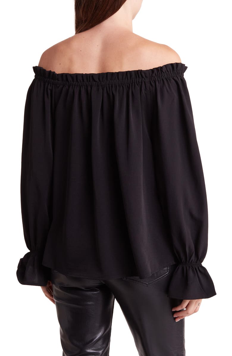 PATRIZIA LUCA Off the Shoulder Long Sleeve Top, Alternate, color, Black