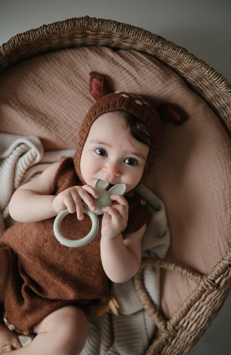 Mushie Bunny Silicone Ring Teether, Alternate, color, 