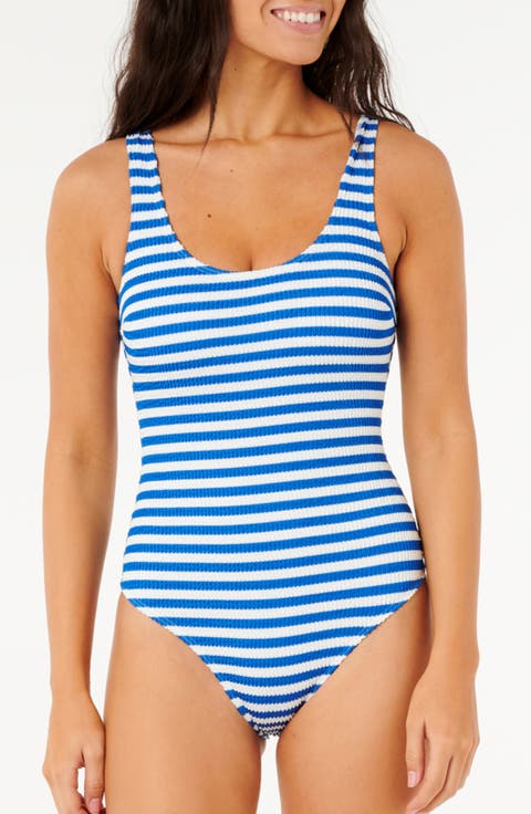 Es Verda Stripe Crinkle One-Piece Swimsuit