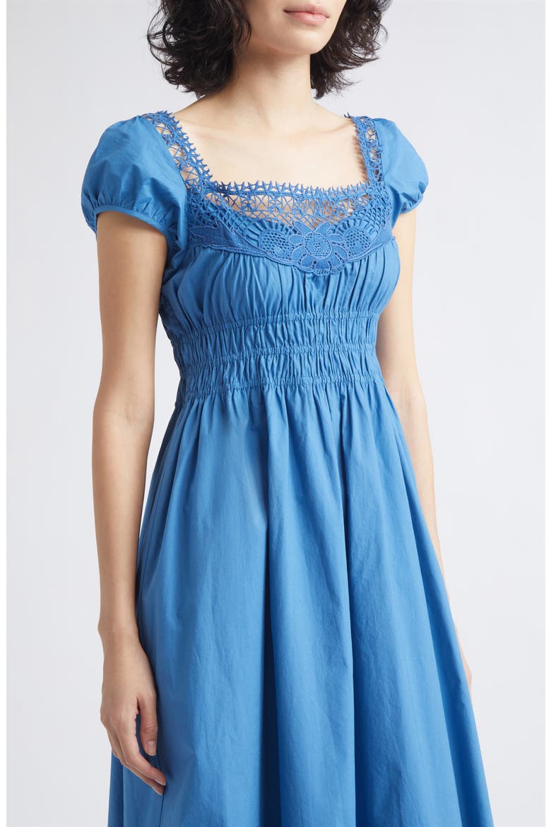 Veda Lace Detail Cotton Midi Sundress, Alternate, color, AZURE