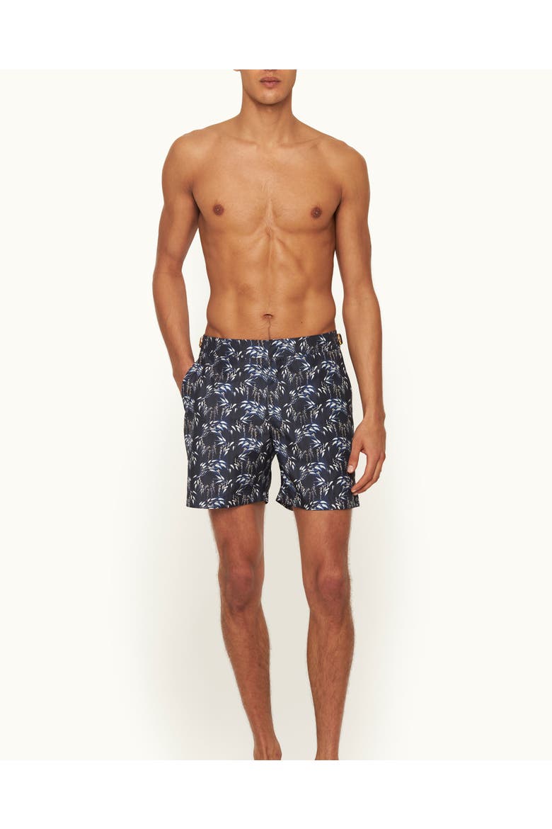Bulldog Exclusive-Print Mid-Length Swim Shorts, Alternate, color, NIGHT IRIS