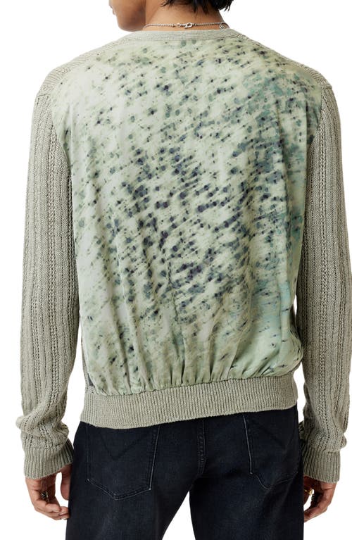 John Varvatos Kliment Mixed Media Linen Cardigan In Sage Brush