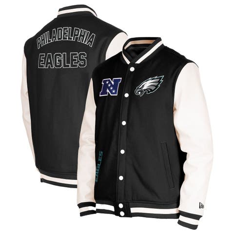 Men's New Era  Black Philadelphia Eagles Third Down Varsity Full-Snap Jacket